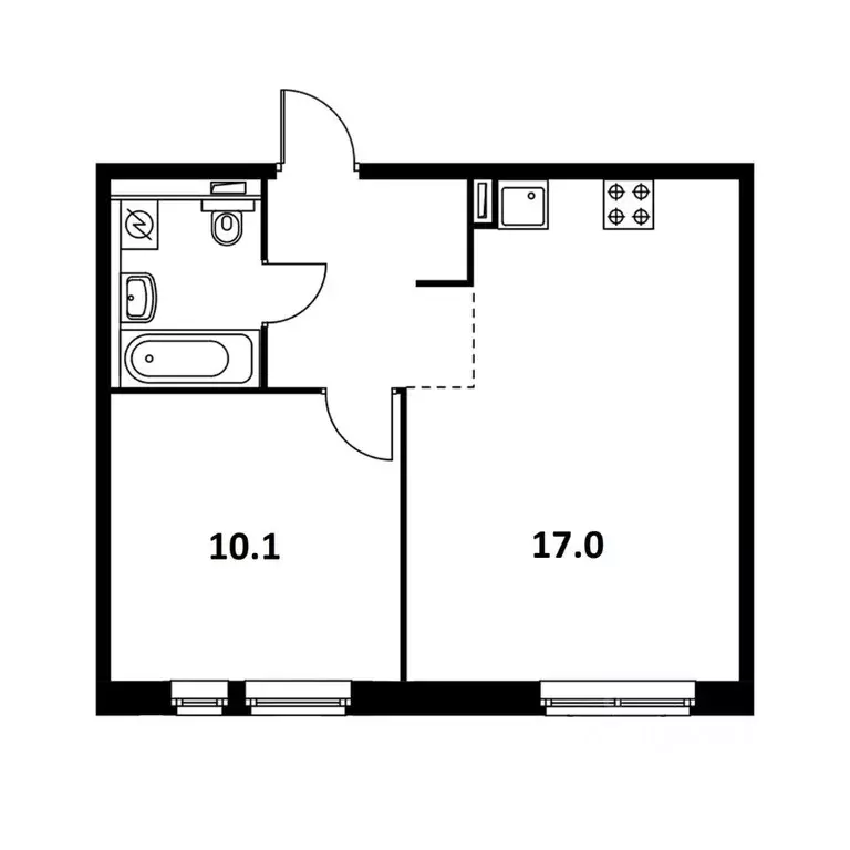 1-к кв. Москва № 100 кв-л, 1к2 (35.4 м) - Фото 2