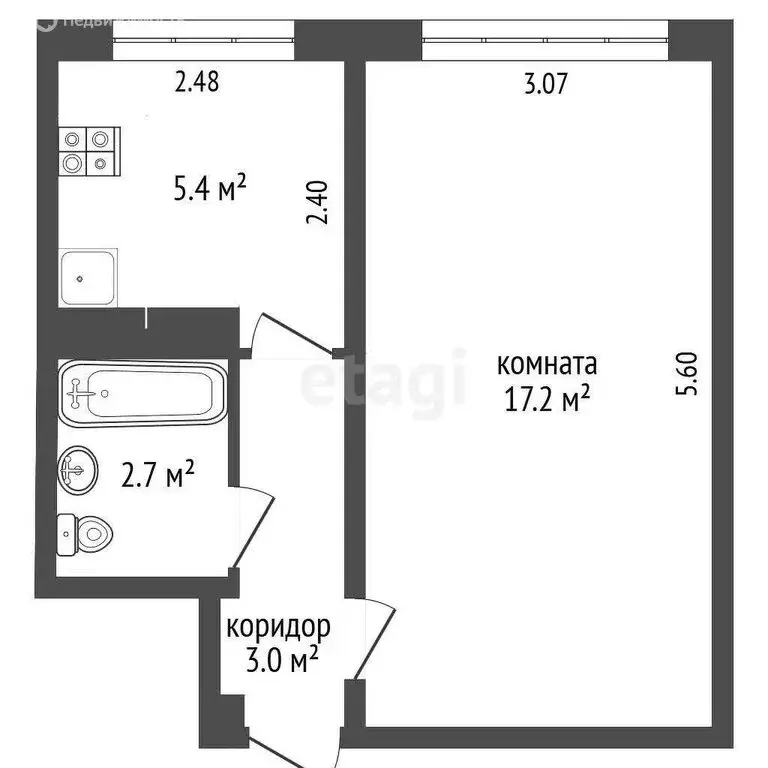 1-комнатная квартира: Гурзуф, улица Соловьёва, 10А (30 м) - Фото 0