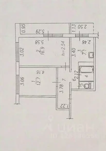 2-к кв. Кемеровская область, Новокузнецк ул. Кирова, 119 (46.2 м) - Фото 1