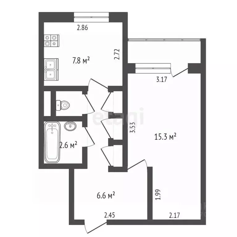 1-к кв. Ямало-Ненецкий АО, Новый Уренгой ул. 70-летия Октября, 1к6 ... - Фото 2