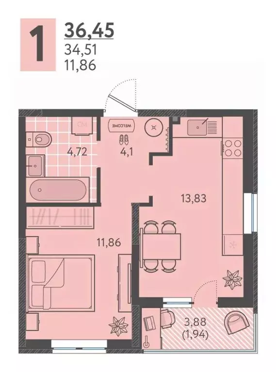 1-к кв. Краснодарский край, Краснодар ул. Имени Виктора Анфиногенова, ... - Фото 1