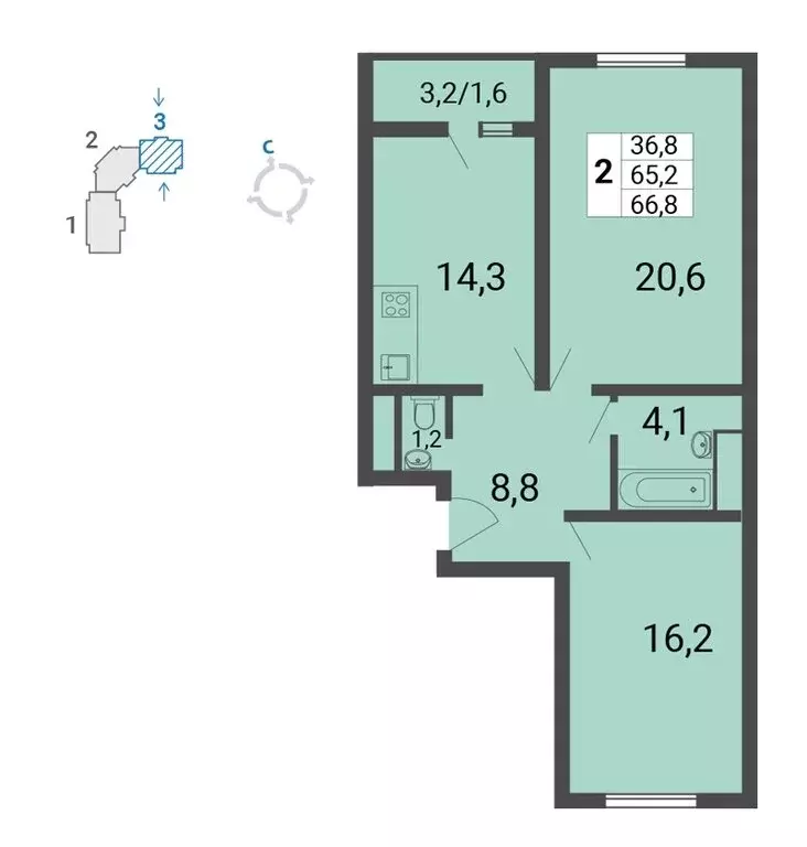 2-комнатная квартира: Москва, улица Липчанского, 10 (66.8 м) - Фото 0