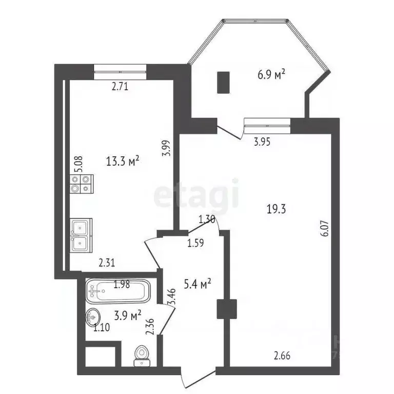 1-к кв. Саха (Якутия), Якутск ул. Халтурина, 22/2 (41.9 м) - Фото 1