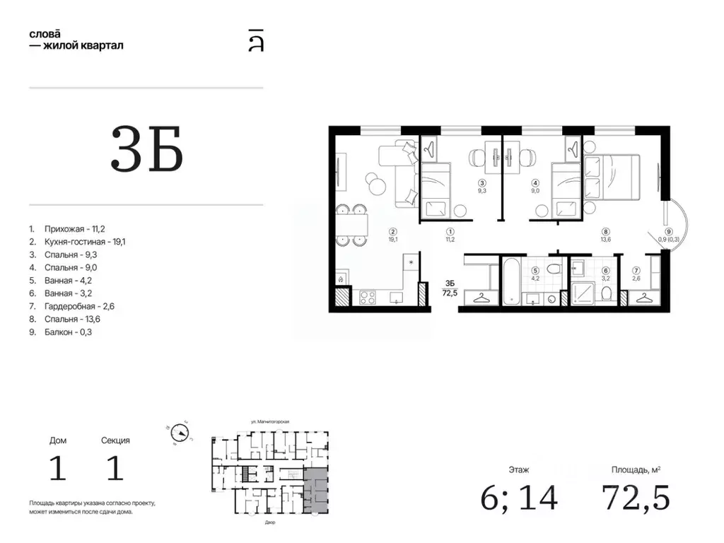 3-к кв. Астраханская область, Астрахань Магнитогорская ул., 1 (72.45 ... - Фото 1