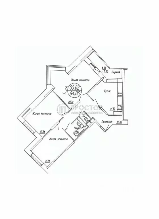 3-к кв. Московская область, Котельники Южный мкр, 8 (90.1 м) - Фото 2