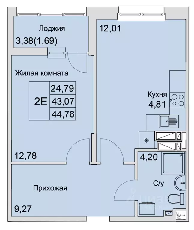 2-к кв. Ростовская область, Батайск  (44.76 м) - Фото 0