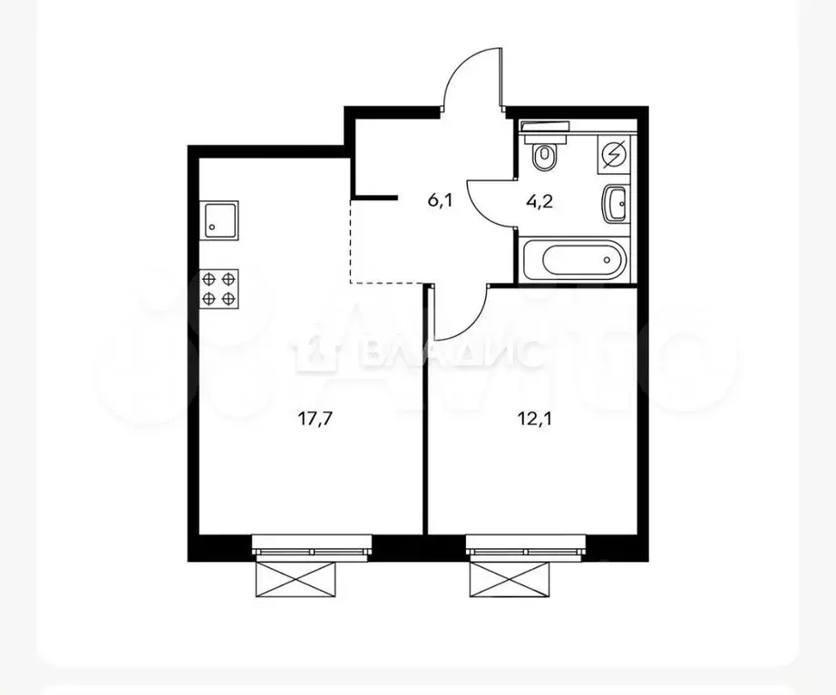 1-к. квартира, 39,5 м, 4/33 эт. - Фото 0