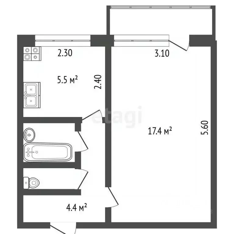 1-к кв. Ленинградская область, Приморск Комсомольская ул., 3 (30.6 м) - Фото 2