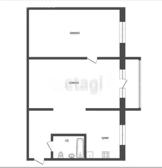 2-комнатная квартира: Курган, улица Кирова, 98 (44.6 м) - Фото 1