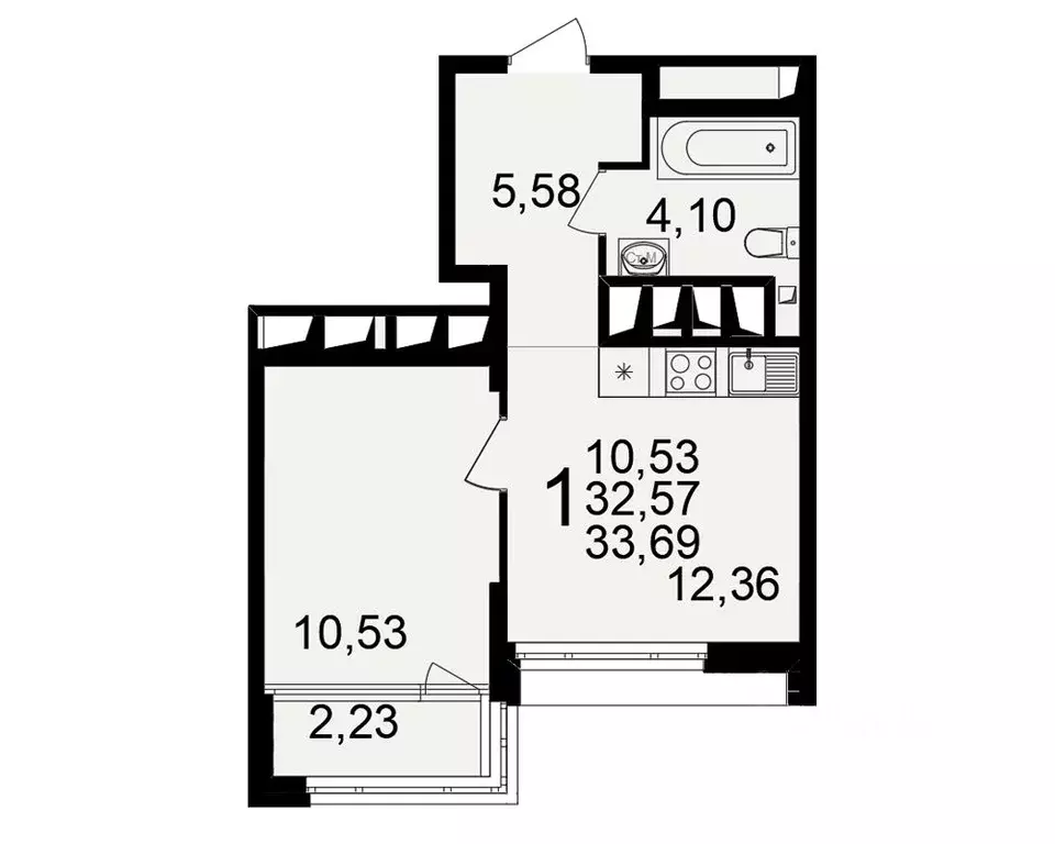 1-к кв. Рязанская область, Рязань ул. Ленинского Комсомола (32.57 м) - Фото 1