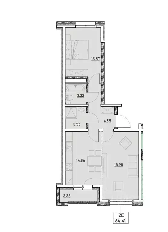 2-к кв. Иркутская область, Иркутск Гражданская ул. (64.41 м) - Фото 1