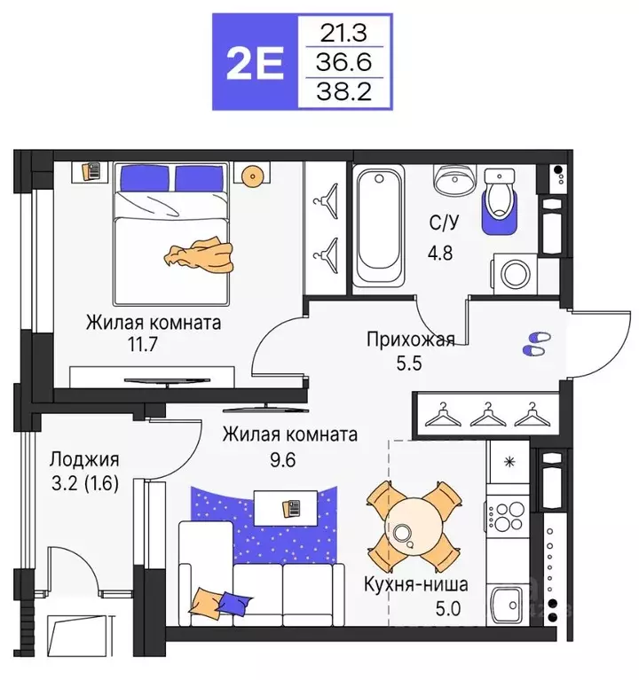 2-к кв. Пермский край, Пермь ул. Карла Модераха, 7 (38.2 м) - Фото 1