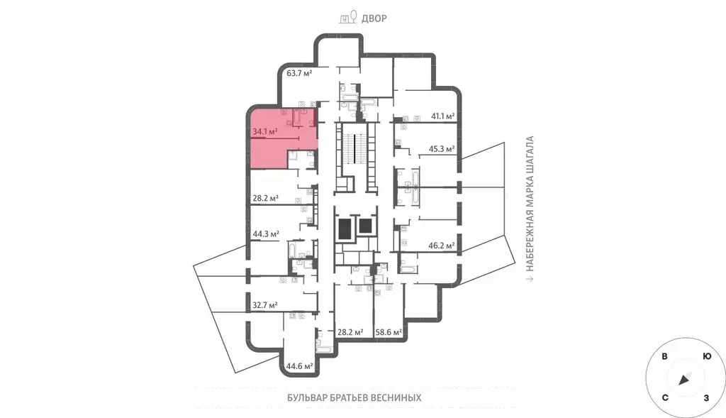 1-комнатная квартира: Москва, ЖК Марк, к3 (34.1 м) - Фото 0