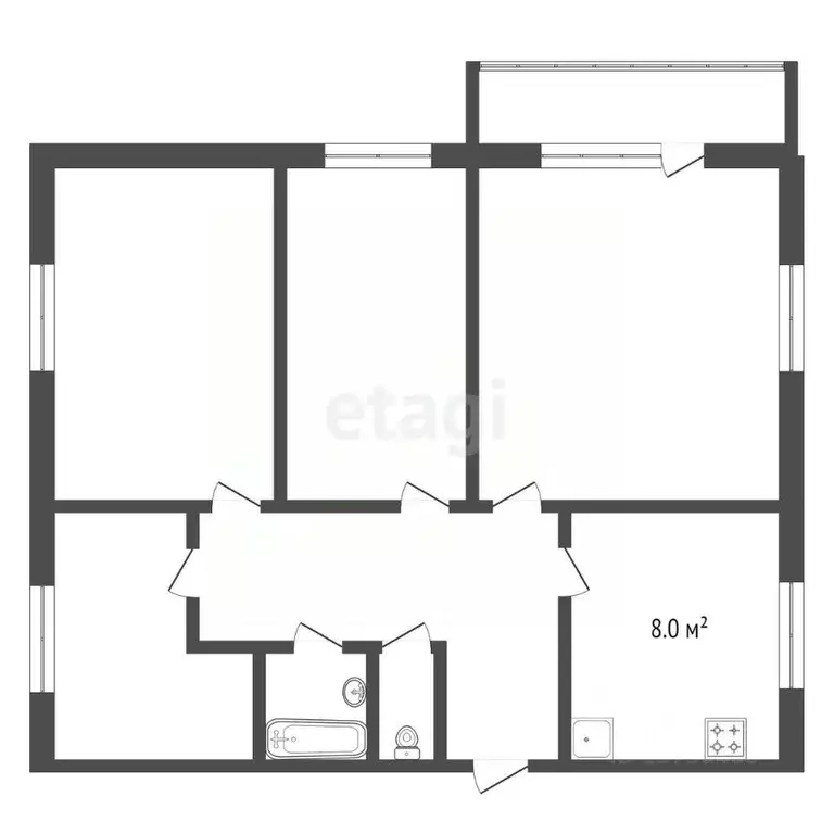 4-к кв. Амурская область, Благовещенск Нагорная ул., 14 (61.0 м) - Фото 2