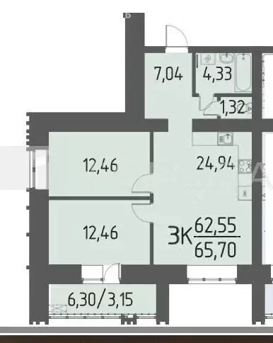 3-комнатная квартира: Кисловка, микрорайон Северный, улица Марины ... - Фото 0
