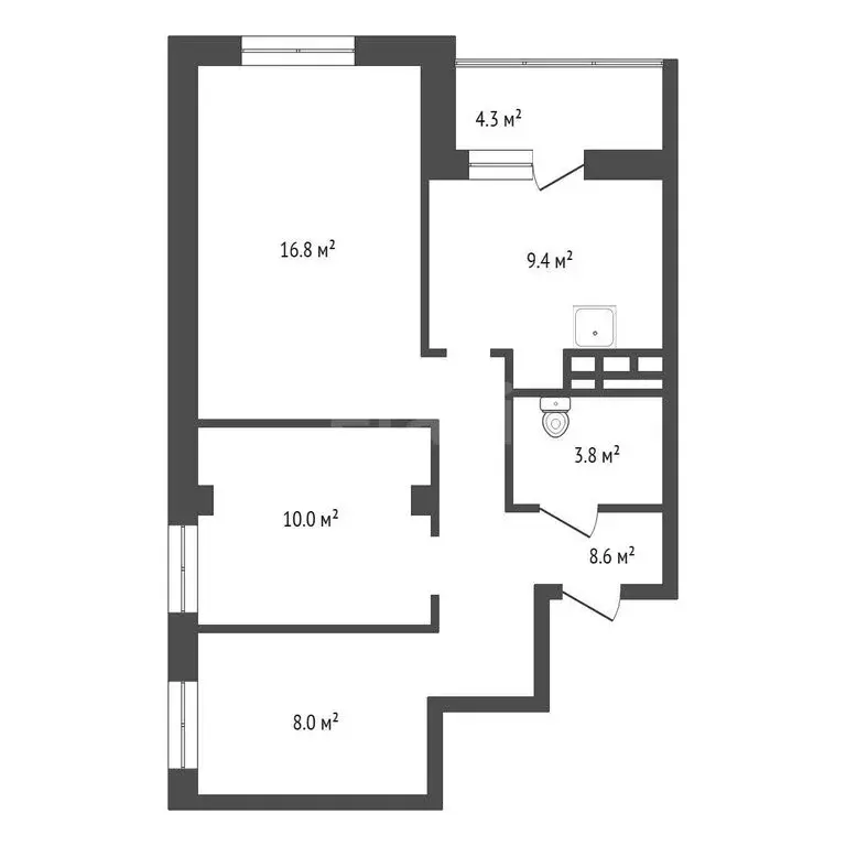 3-комнатная квартира: Красноярск, улица Александра Матросова, 34 (56.8 ... - Фото 1