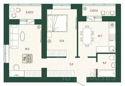 2-к кв. Самарская область, Волжский район, Смышляевка городское ... - Фото 1