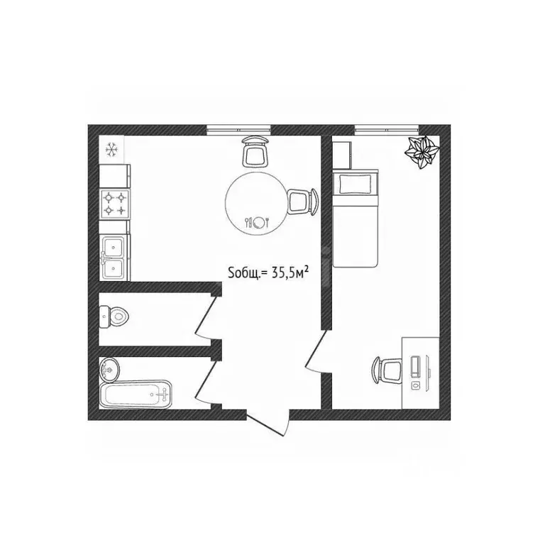 1-к кв. Брянская область, Брянск Московский просп., 112 (35.5 м) - Фото 2