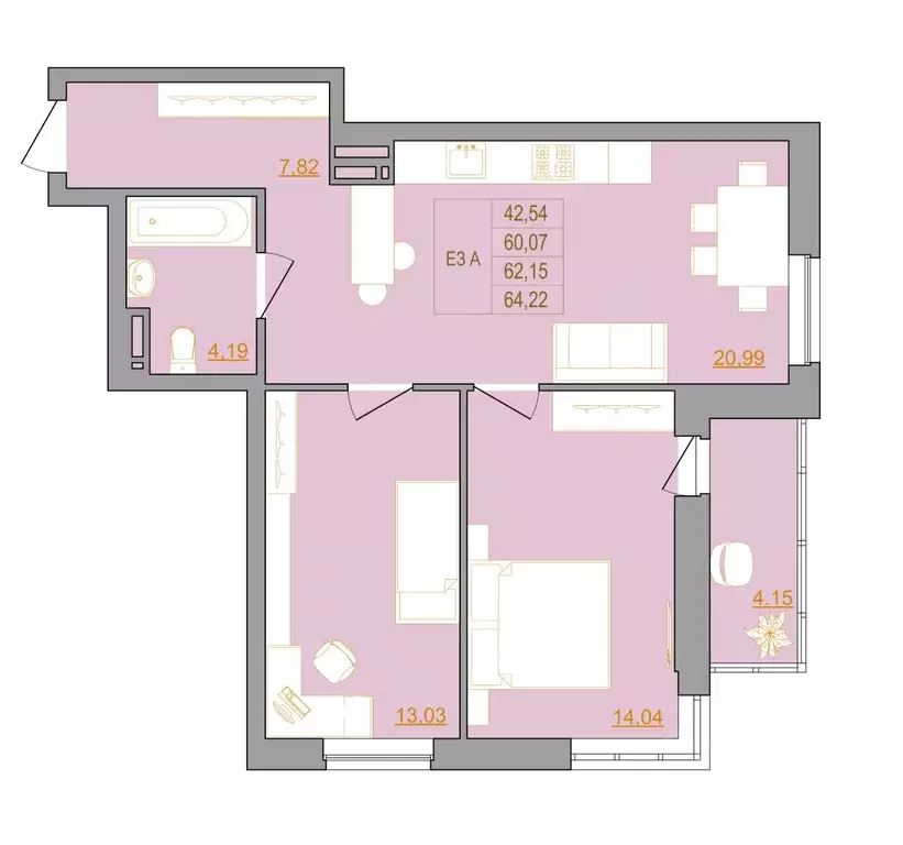 3-к кв. Ростовская область, Ростов-на-Дону Тибетская ул., 1Вс8 (64.6 ... - Фото 1