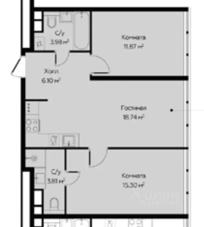 2-к кв. Москва Октябрьская ул., 98 (60.0 м) - Фото 1