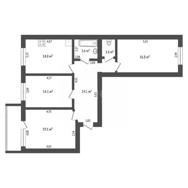 3-к кв. Амурская область, Благовещенск Игнатьевское ш., 10/4 (86.5 м) - Фото 2