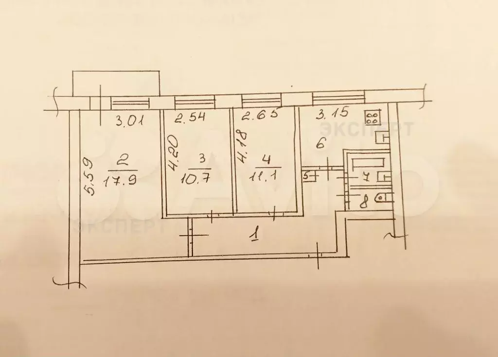 3-к. квартира, 60,5 м, 8/9 эт. - Фото 0