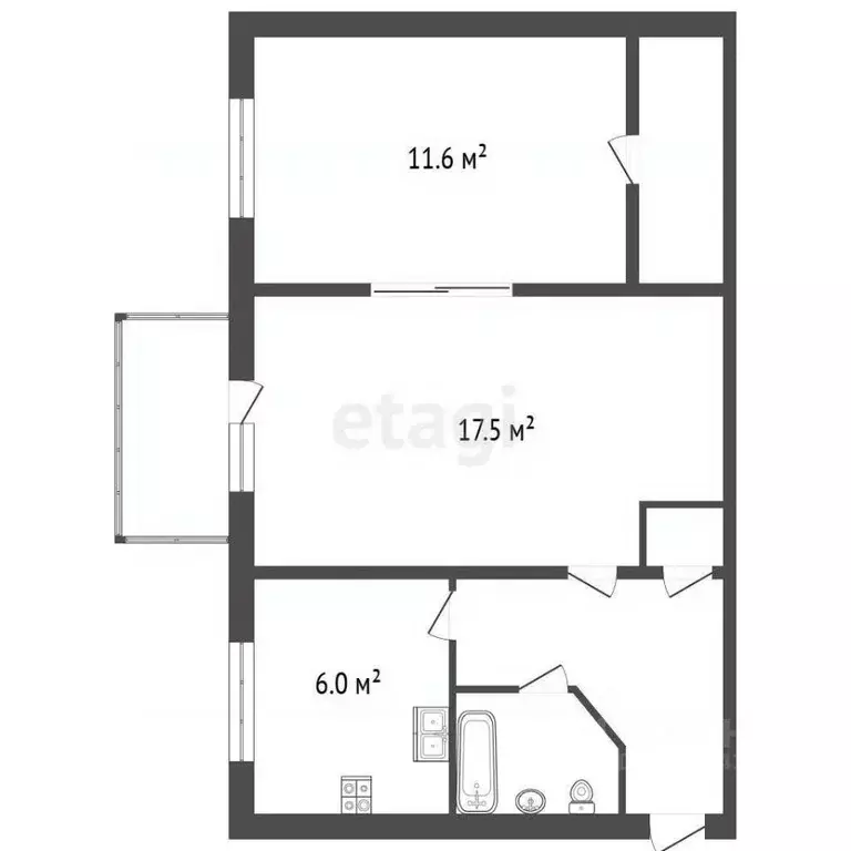 2-к кв. Санкт-Петербург пос. Шушары, Школьная ул., 14 (44.3 м) - Фото 2