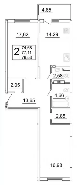 2-к кв. Самарская область, Самара ул. Дыбенко, 5 (79.88 м) - Фото 0