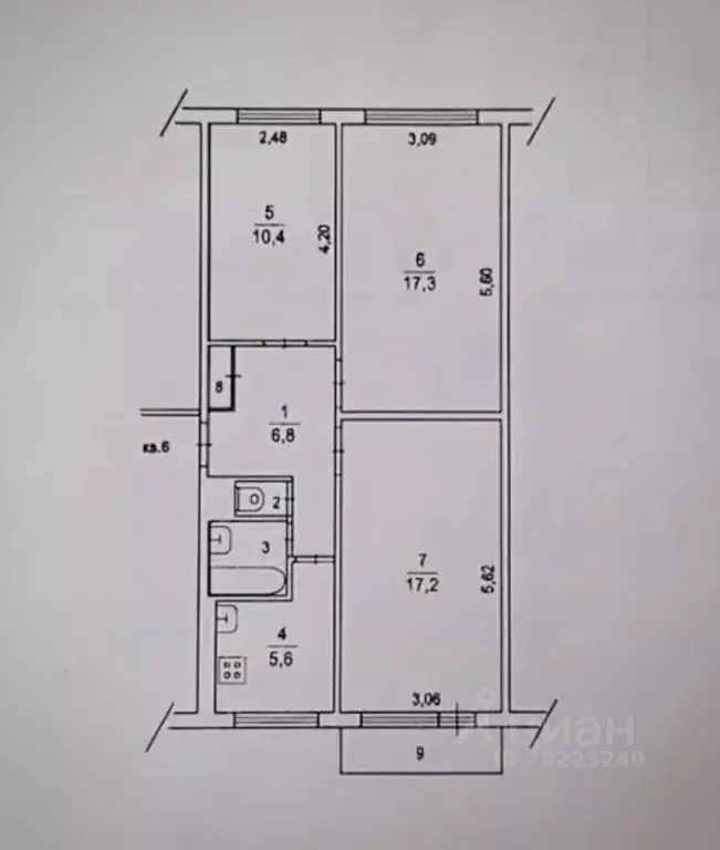 3-к кв. Московская область, Видное просп. Ленинского Комсомола, 38 ... - Фото 2