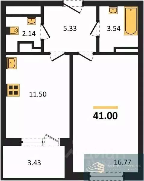 1-к кв. Воронежская область, Воронеж ул. Ломоносова, 116Б (43.7 м) - Фото 0