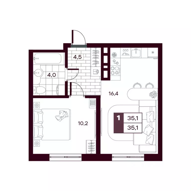1-к кв. Тюменская область, Тюменский муниципальный округ, д. Дударева ... - Фото 1
