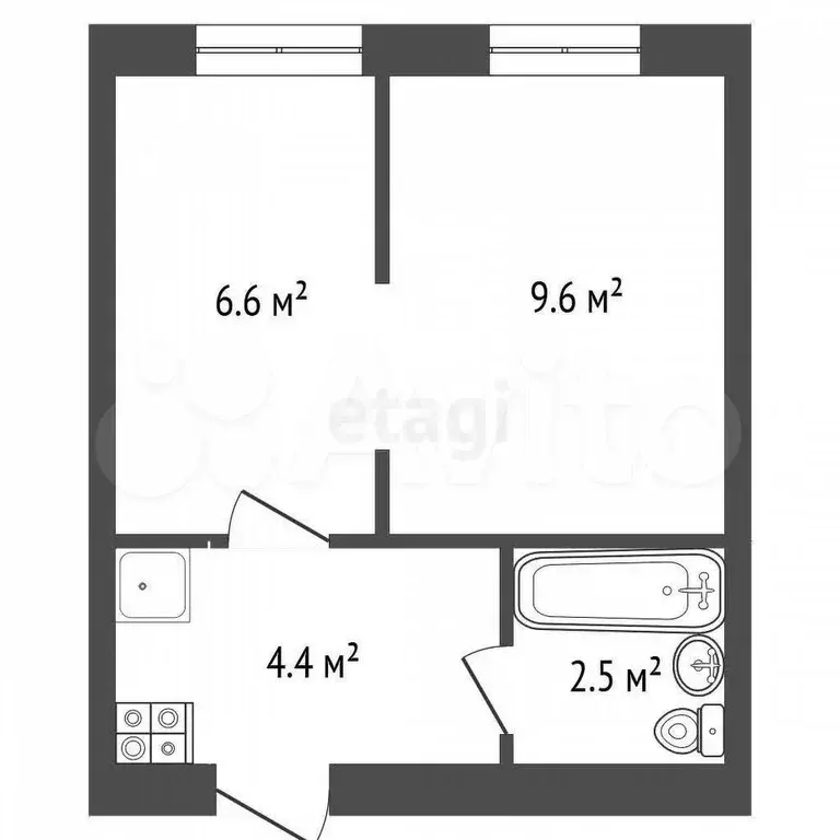 2-к. квартира, 23,1 м, 4/5 эт. - Фото 0