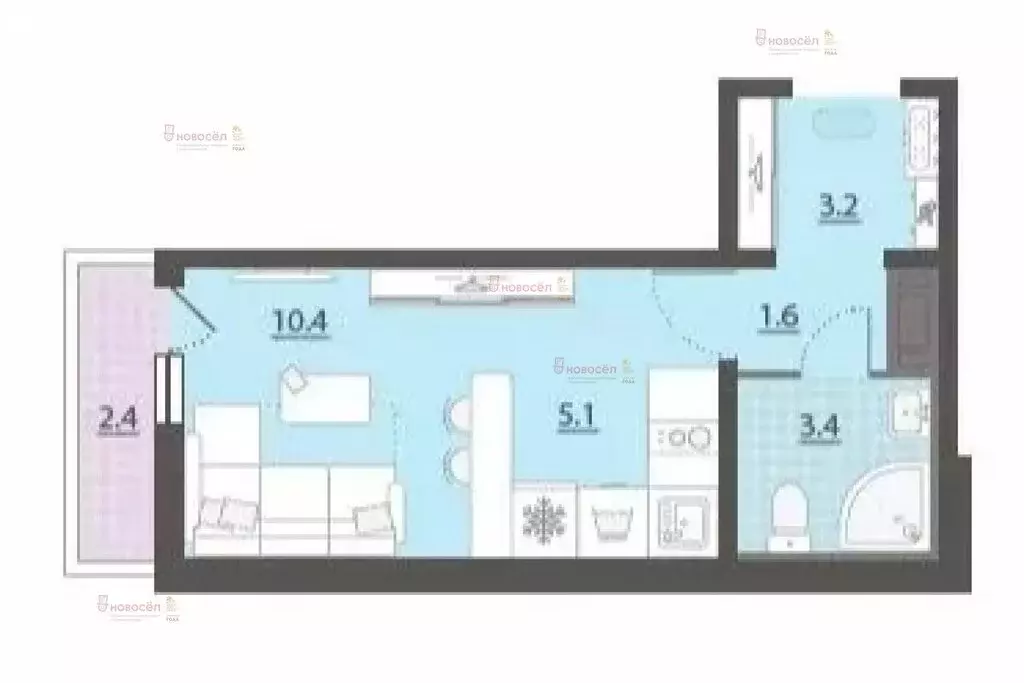 Квартира-студия: Екатеринбург, улица Евгения Савкова, 23 (23.6 м) - Фото 1