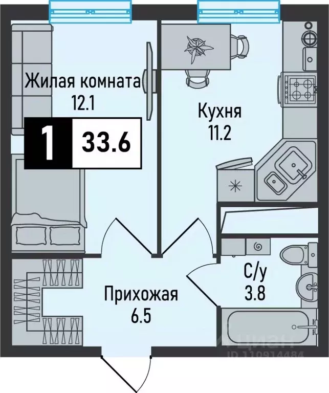 1-к кв. Ставропольский край, Железноводск городской округ, пос. ... - Фото 1