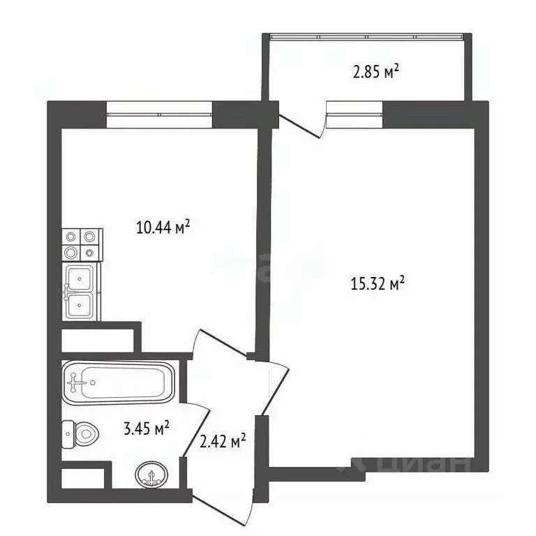 1-к кв. Санкт-Петербург ул. Ивинская, 17 (34.0 м) - Фото 2