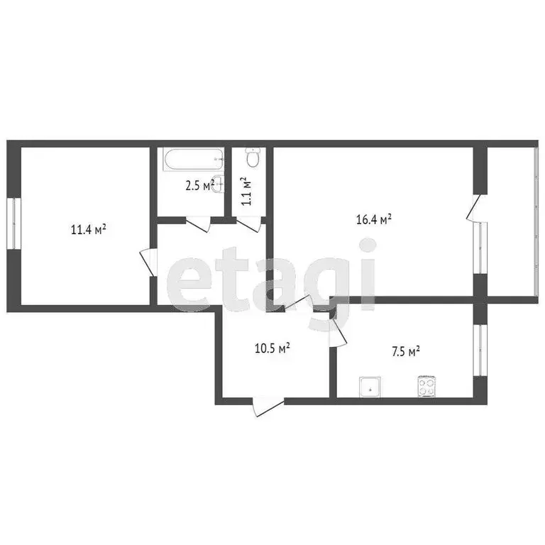 2-комнатная квартира: Ялуторовск, Заводская улица, 2 (49 м) - Фото 0