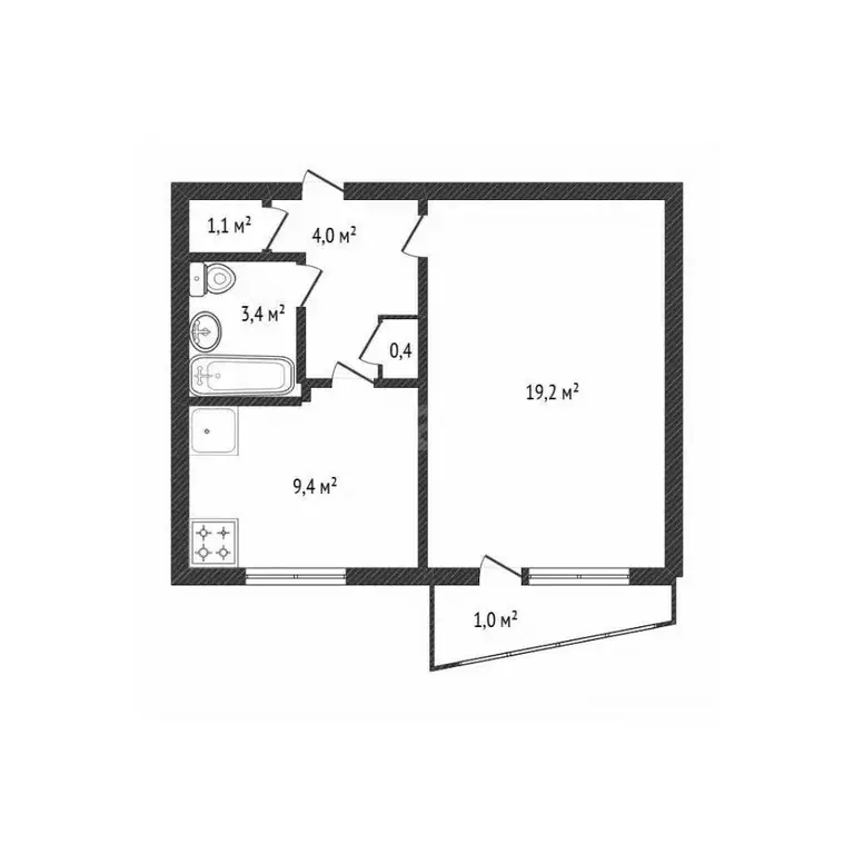 1-к кв. Брянская область, Брянск ул. Молодой Гвардии, 60А (37.0 м) - Фото 2
