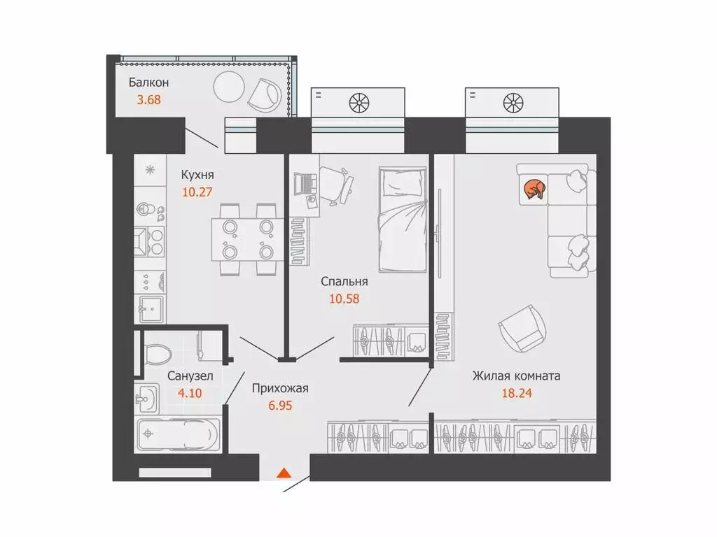 2-комнатная квартира: Пермь, микрорайон Камская Долина (51 м) - Фото 1