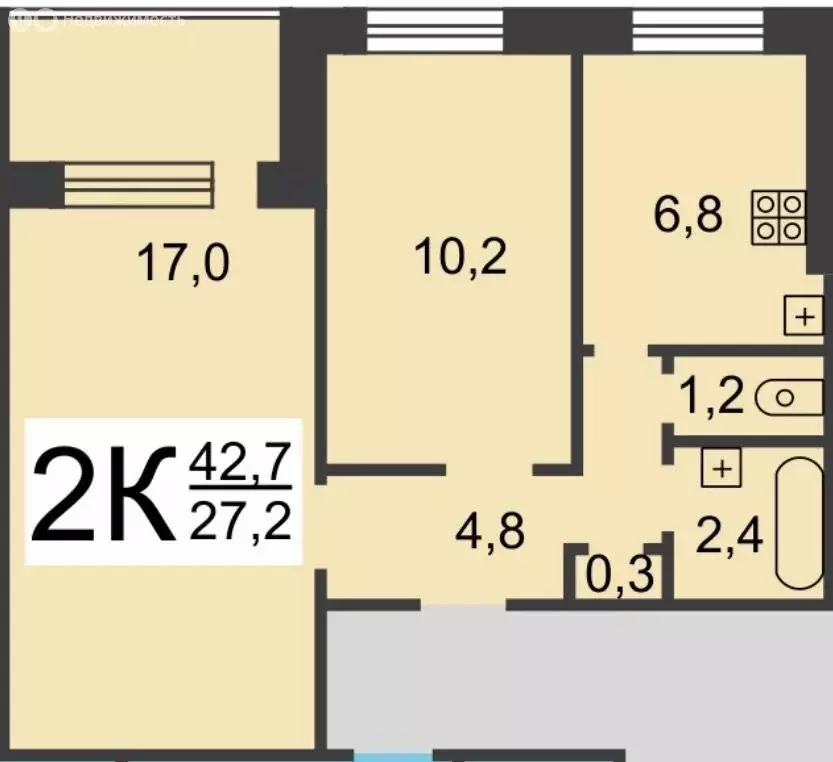 2-комнатная квартира: Нижний Новгород, улица Ватутина, 18 (44.7 м) - Фото 1
