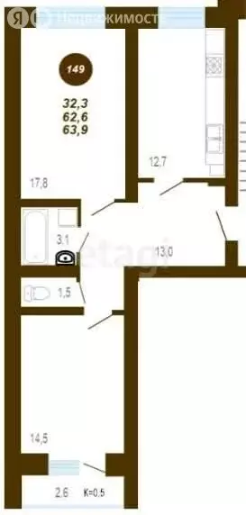 2-комнатная квартира: Тверь, 1-й переулок Вагонников, 6 (64 м) - Фото 0