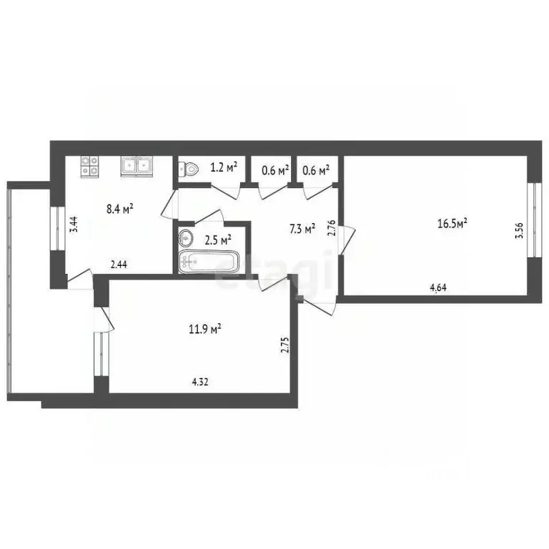 2-к кв. Крым, Евпатория просп. Победы, 58 (49.0 м) - Фото 1