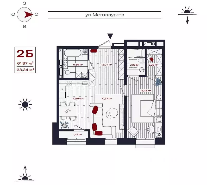 2-к кв. Иркутская область, Братск ул. Металлургов, 10 (63.34 м) - Фото 0