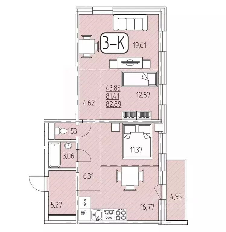 3-к кв. Бурятия, Улан-Удэ 105-й мкр,  (82.89 м) - Фото 1