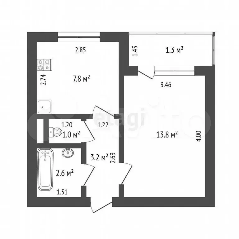 1-к. квартира, 30 м, 5/9 эт. - Фото 0