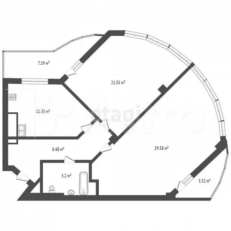 2-к. квартира, 76,1 м, 3/8 эт. - Фото 1