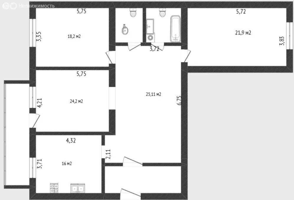 3-комнатная квартира: Тюмень, улица Демьяна Бедного, 83к1 (112.7 м) - Фото 2