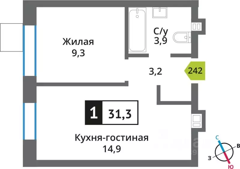 Студия Московская область, Красногорск Опалиха мкр, Никольский Квартал ... - Фото 1