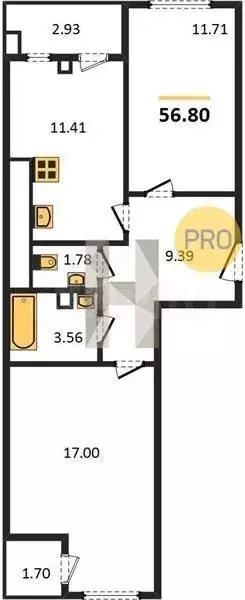 1-к. квартира, 33,9 м, 6/9 эт. - Фото 1