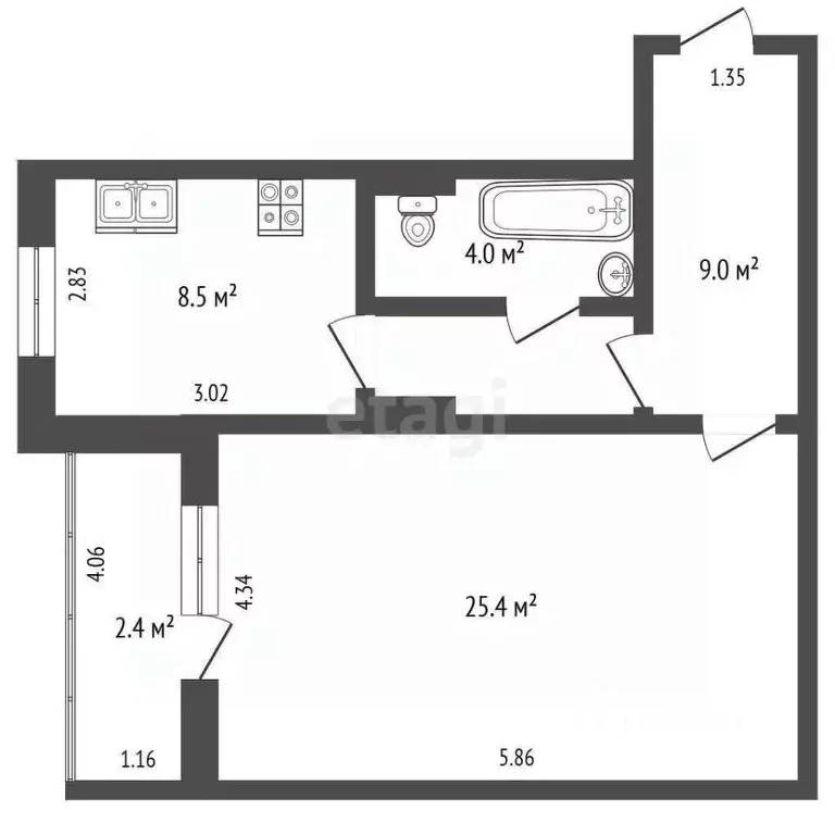 1-к кв. Омская область, Омск ул. Звездова, 129/1 (46.6 м) - Фото 1