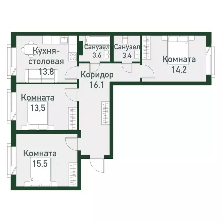 3-комнатная квартира: посёлок Западный, посёлок Западный-2 (80.3 м) - Фото 0